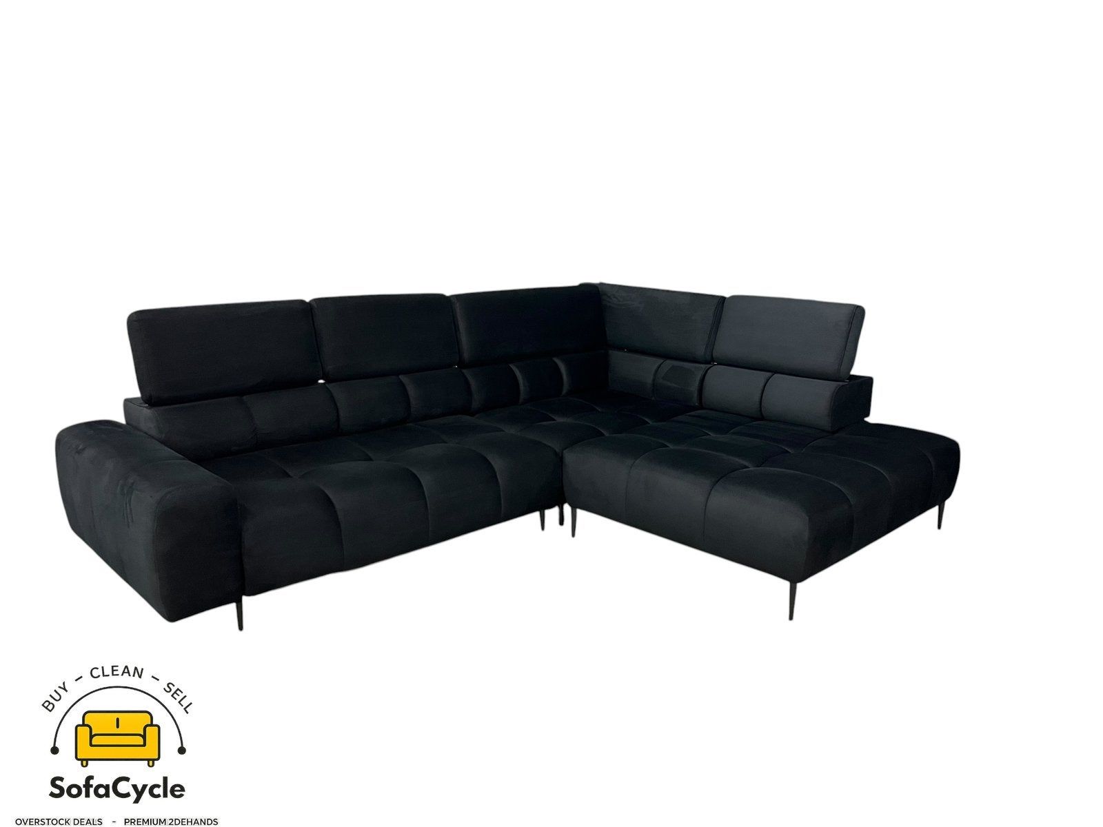 Fauteuil d'angle en velours avec fonction relax — Overstock, Neuf, Enlèvement ou Envoi, Autres dimensions, SofaCycle