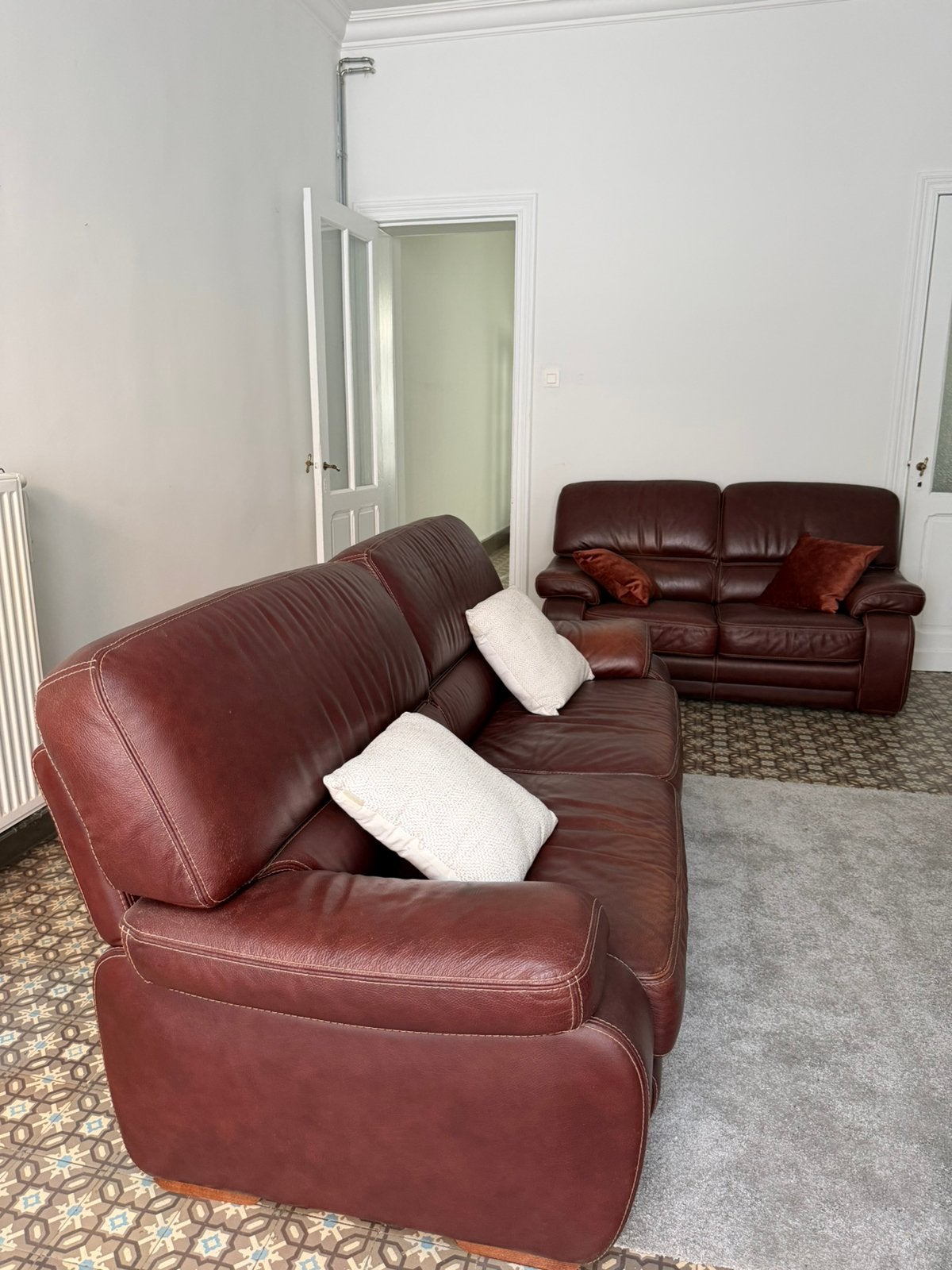 Lederen salon, Ophalen, Zo goed als nieuw, Leer