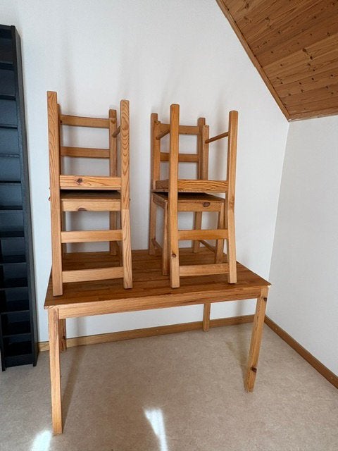 Tafel rechthoekig + 4 stoelen, Maison & Meubles, 100 à 150 cm, Quatre personnes, Comme neuf, Enlèvement