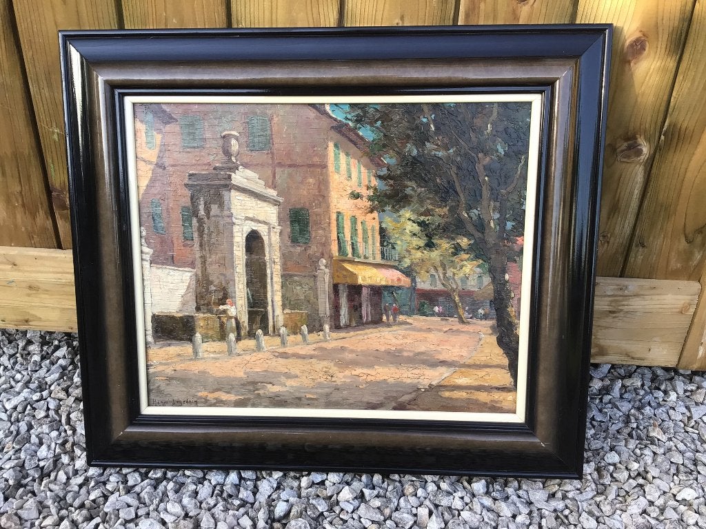 Schilderij Henri Logelain, Antiquités & Art, Art | Peinture | Classique, Panneau, Enlèvement, Paysage urbain / rural, Signé