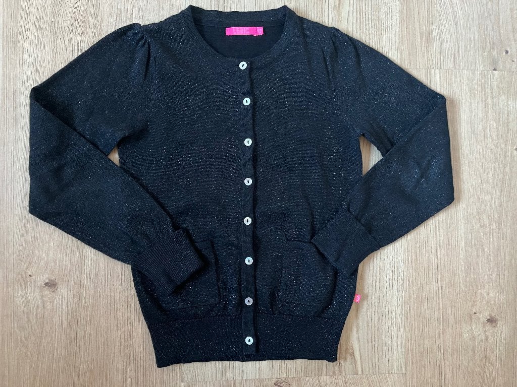 LE BIG zwart glitter vestje / cardigan 122 - 128, Kinderen en Baby's, Kinderkleding | Maat 122, Ophalen of Verzenden, LEBIG, Meisje