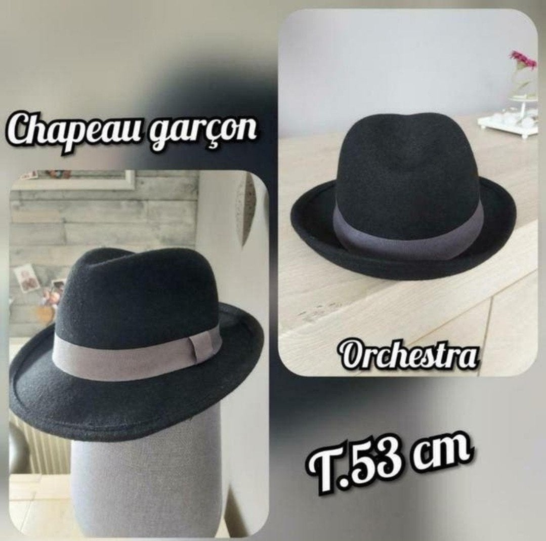 Chapeau pour garçon -noir-Orchestra-T.53 cm, Garçon, Enlèvement ou Envoi, Chapeau, Utilisé