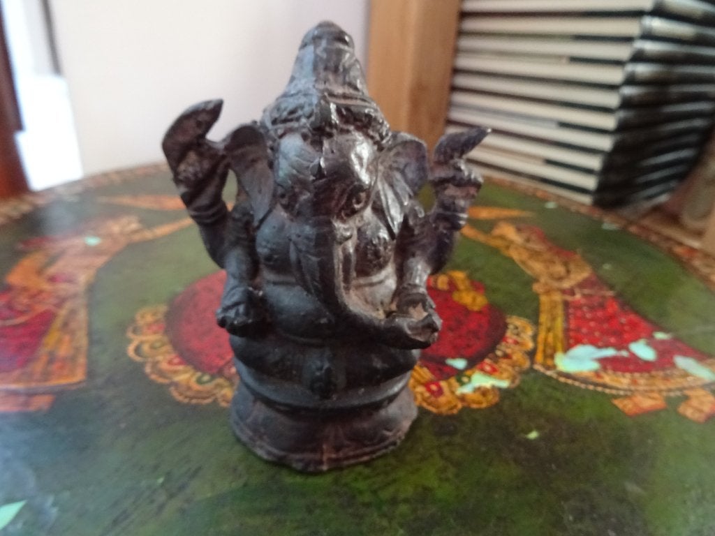 Antiek bronzen Ganesha beeldje, mooi verweerd, Ophalen of Verzenden
