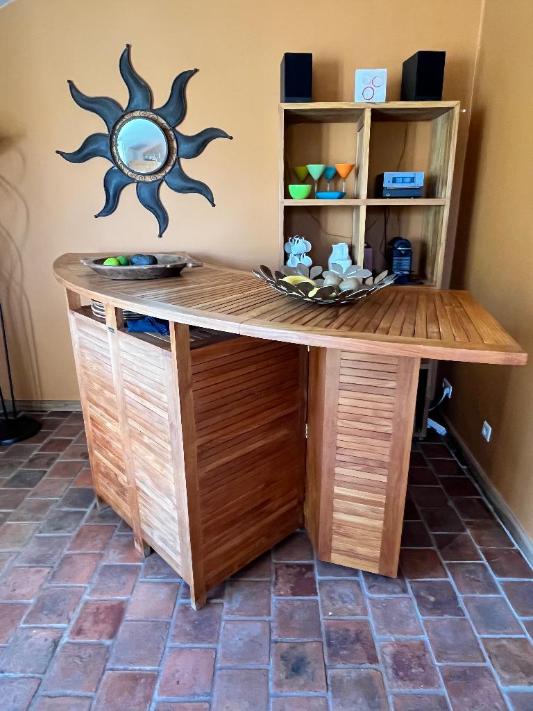 bar en teck, Maison & Meubles, Enlèvement, Comme neuf