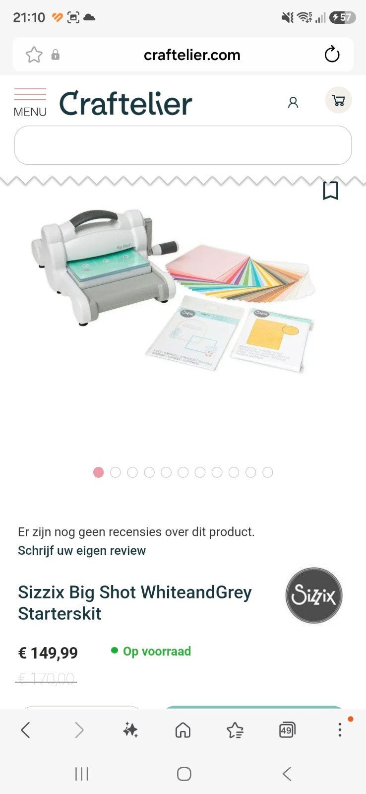 Sizzix big shot whiteandgrey starterskit, Enlèvement