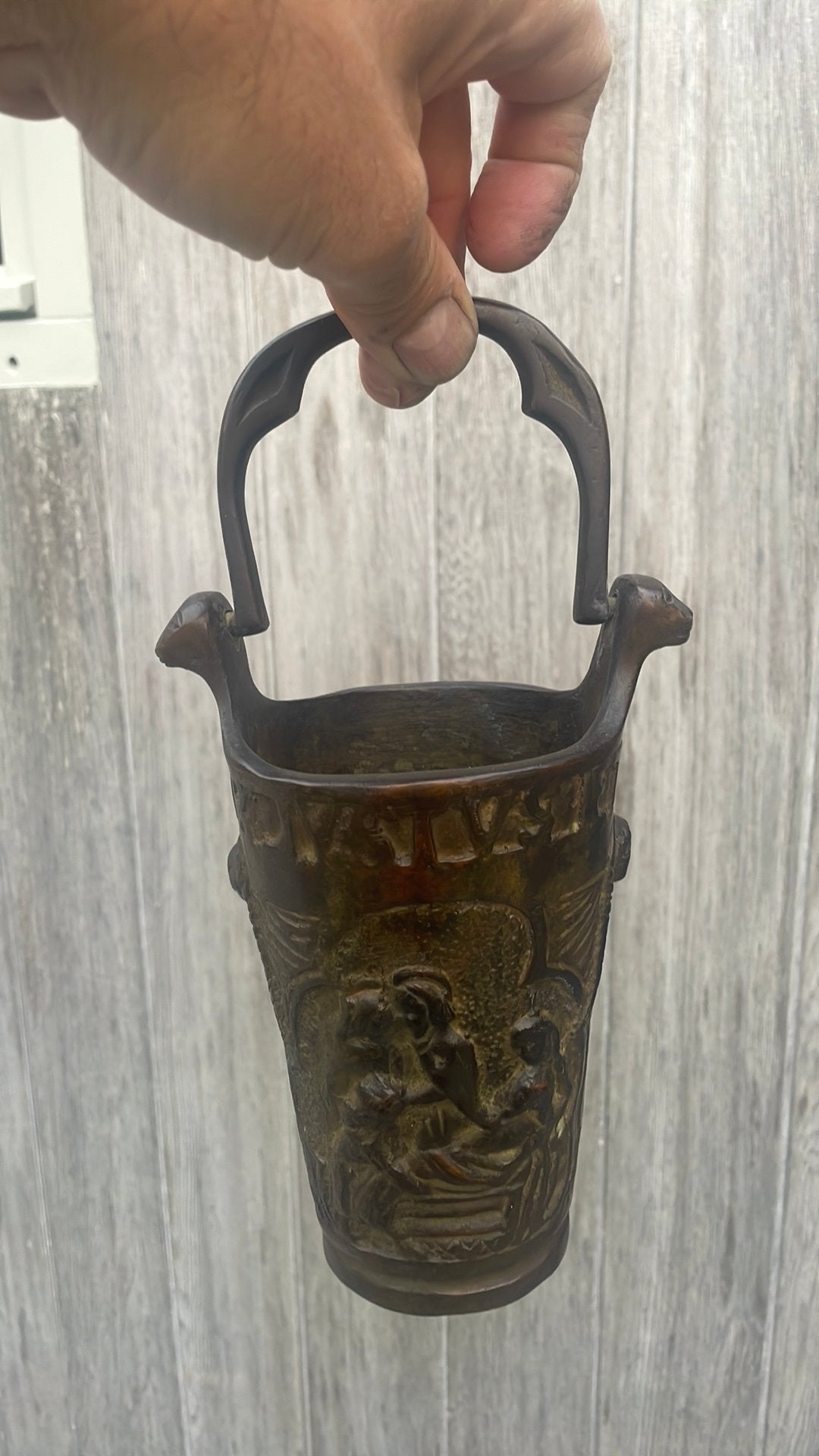 Brons wijwater emmer, Antiek en Kunst, Ophalen of Verzenden, Brons