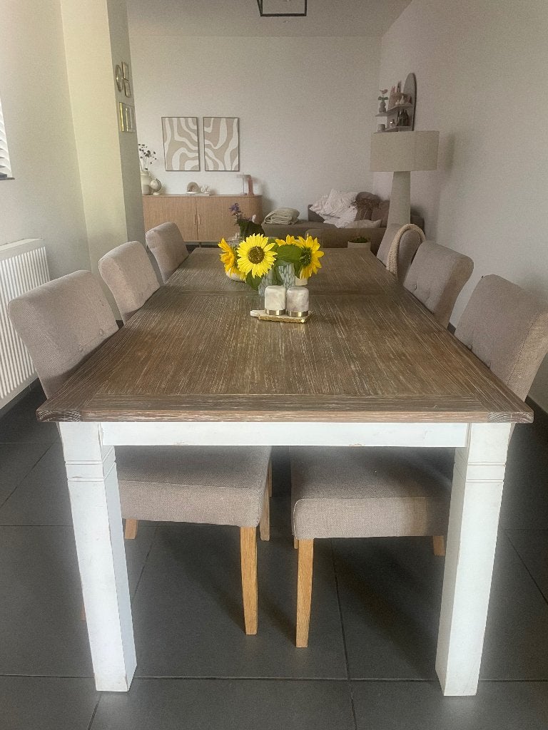 Tafel + 6 stoelen, Enlèvement, Utilisé, 4 à 6 chaises