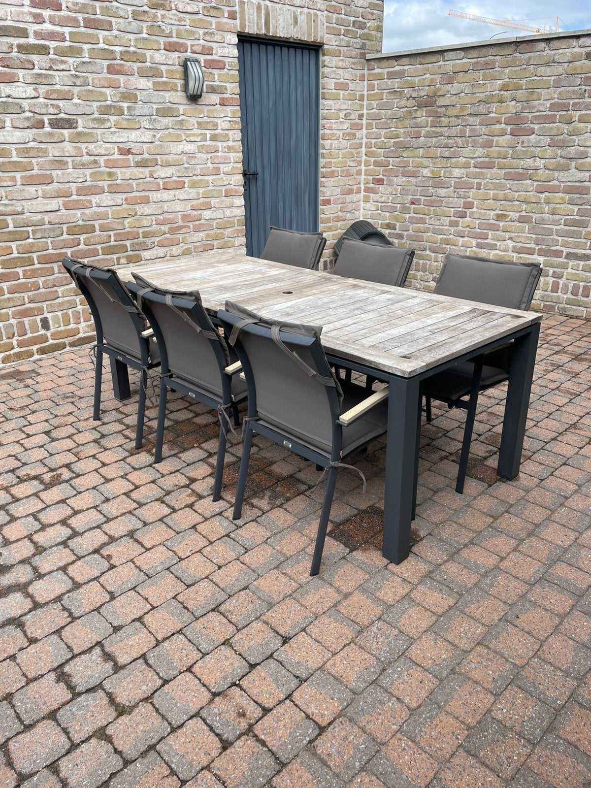 Tuintafel live 6stoelen met live kussens, Salons de jardin, Aluminium, Enlèvement, Utilisé