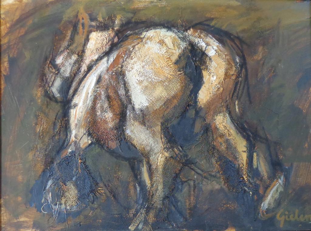 GIELEN / BRABANTS TREKPAARD / OLIEVERF / 82x108cm / KADER, Enlèvement