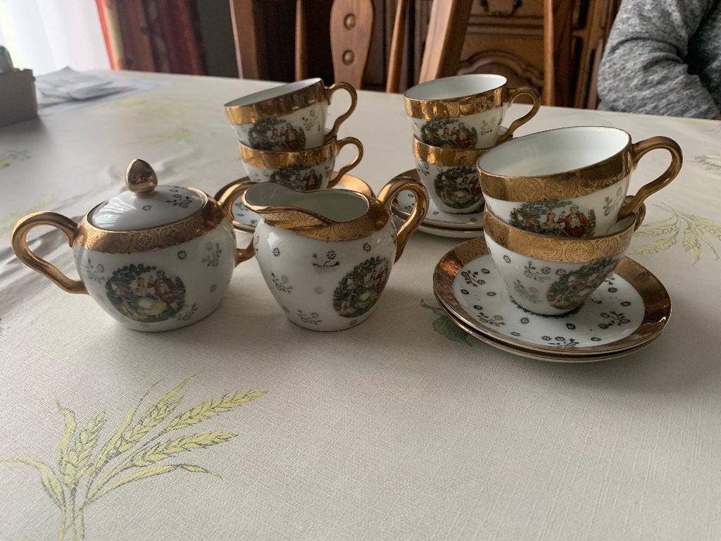 Vergulde koffie-/theeset, Antiek en Kunst, Ophalen of Verzenden