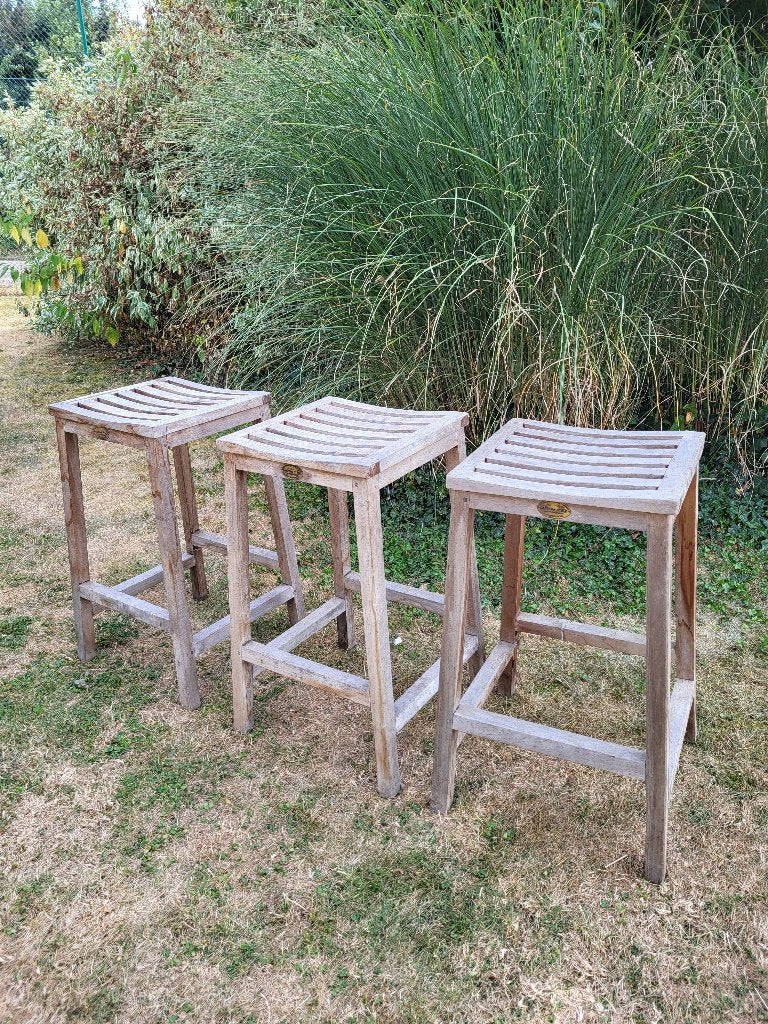 Barkrukken teak, Tuin en Terras, Ophalen, Gebruikt, Teakhout