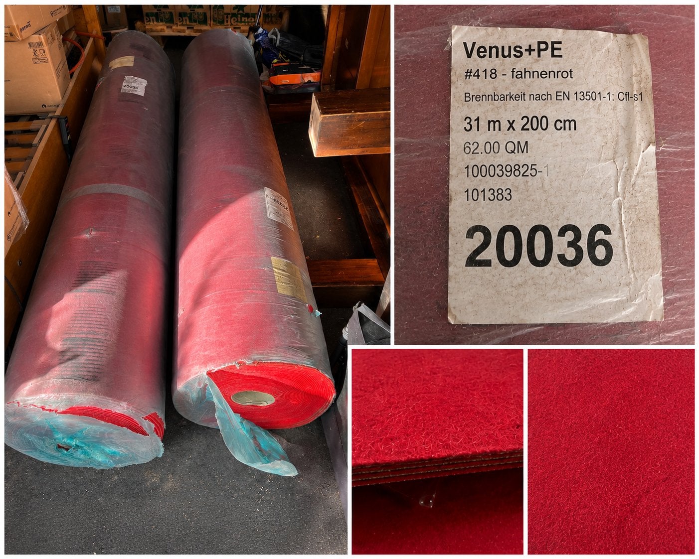 VENUS+ rode loper / evenemententapijt – 124 m², Ophalen