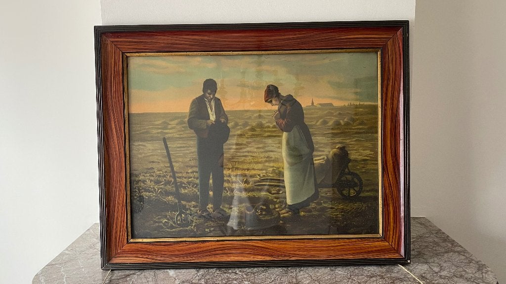 Ensemble de 2 reproductions vintage de Jean-François Millet, Antiquités & Art, Sous verre, Paysage, Enlèvement, Impression