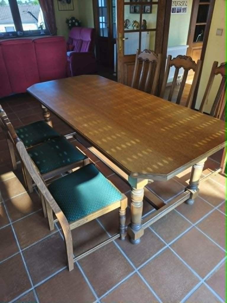 Salle à manger complète en chêne, Enlèvement, Comme neuf, Chêne, 4 à 6 chaises