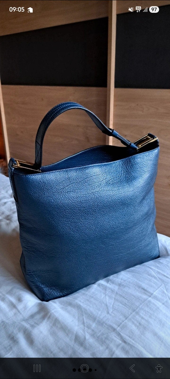 Sac Lancel Max Hobo cuir bleu pétrole, Enlèvement ou Envoi, Comme neuf, Bleu, Sac à main