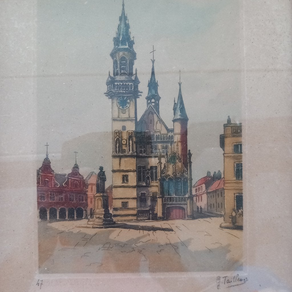 Lithographie beffroi Alost, Enlèvement, Lithographie