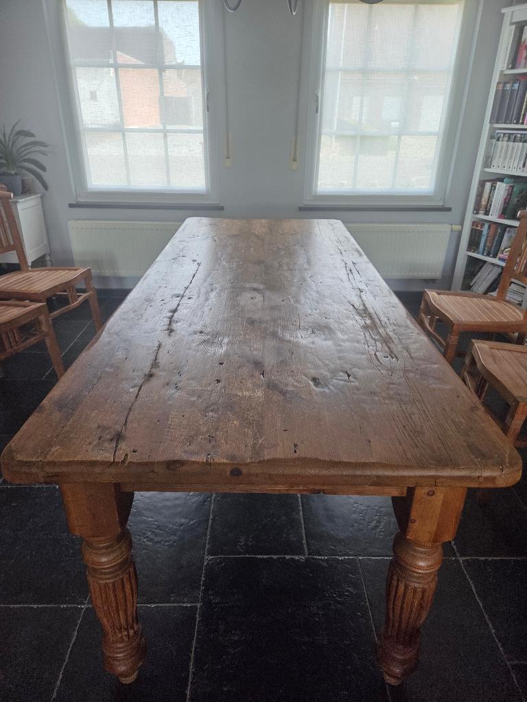 Eettafel + 6 stoelen, Ophalen, Gebruikt, 200 cm of meer, 50 tot 100 cm