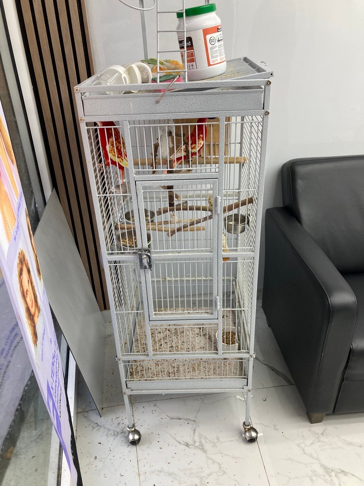 1 valk parkiet en 2 rode rosellas, Enlèvement, Comme neuf, Aluminium, Cage à oiseaux