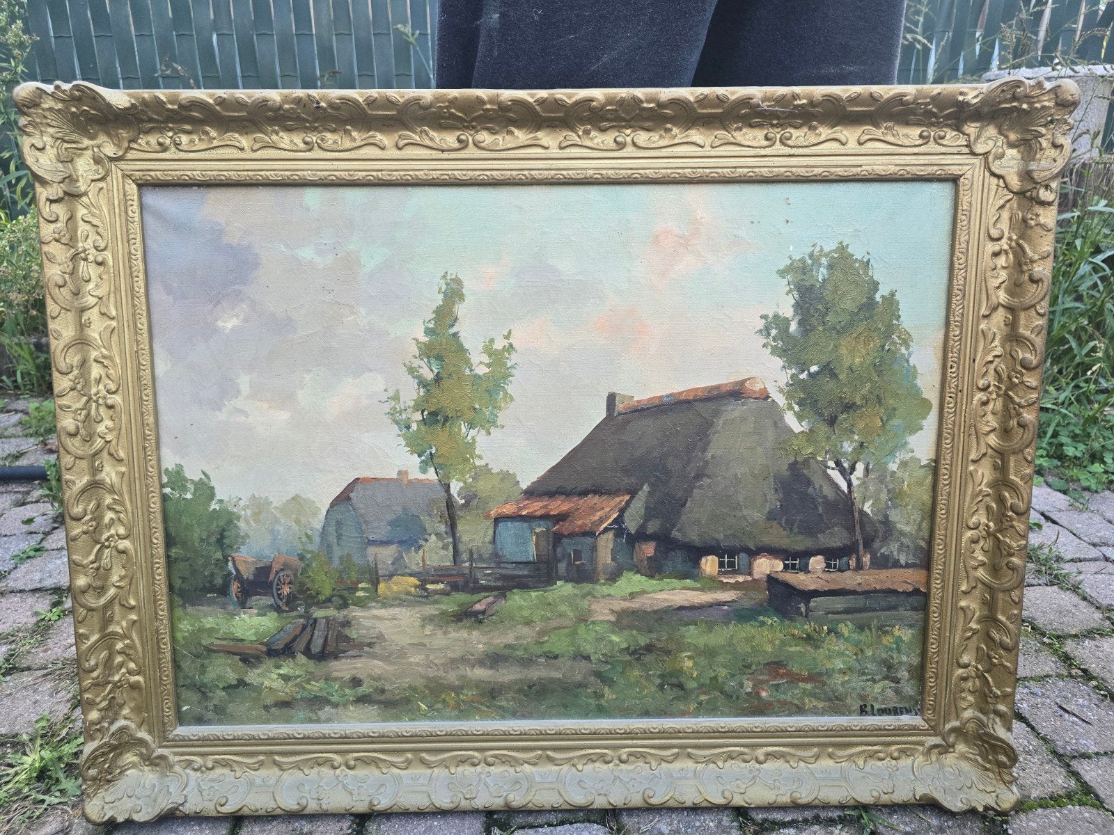 GESIGNEERD olieverfschilderij B. Lourens, Antiquités & Art, Peinture à l'huile, Enlèvement, Sous verre, Toile
