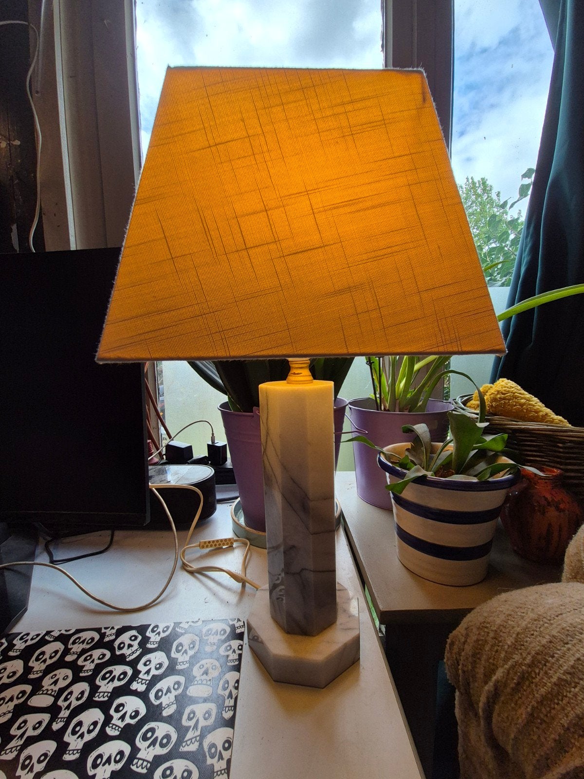 vintage marmeren tafellamp, Ophalen, Vintage