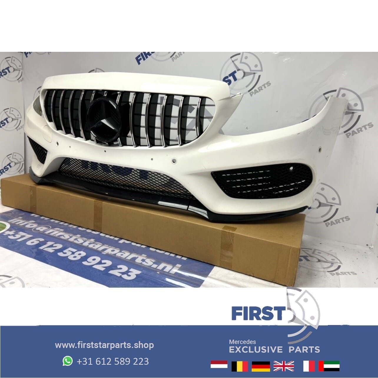 W205 GT AMG VOORBUMPER WIT + PANAMERICANA GRIL origineel Mer, Utilisé, -, Avant, -