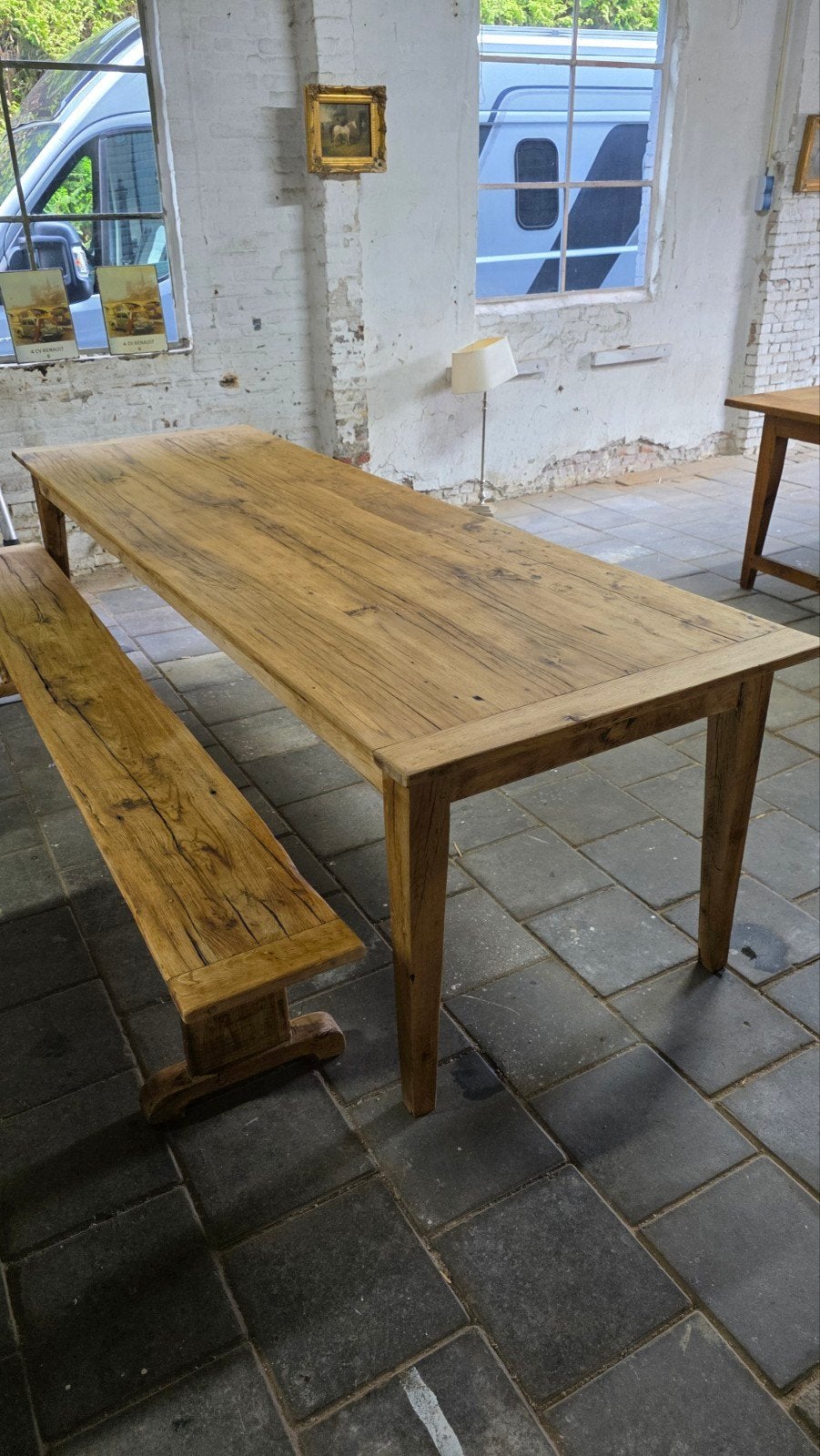 Antieke franse eettafel 270 cm + bank  bezorging inbegrepen, Ophalen of Verzenden