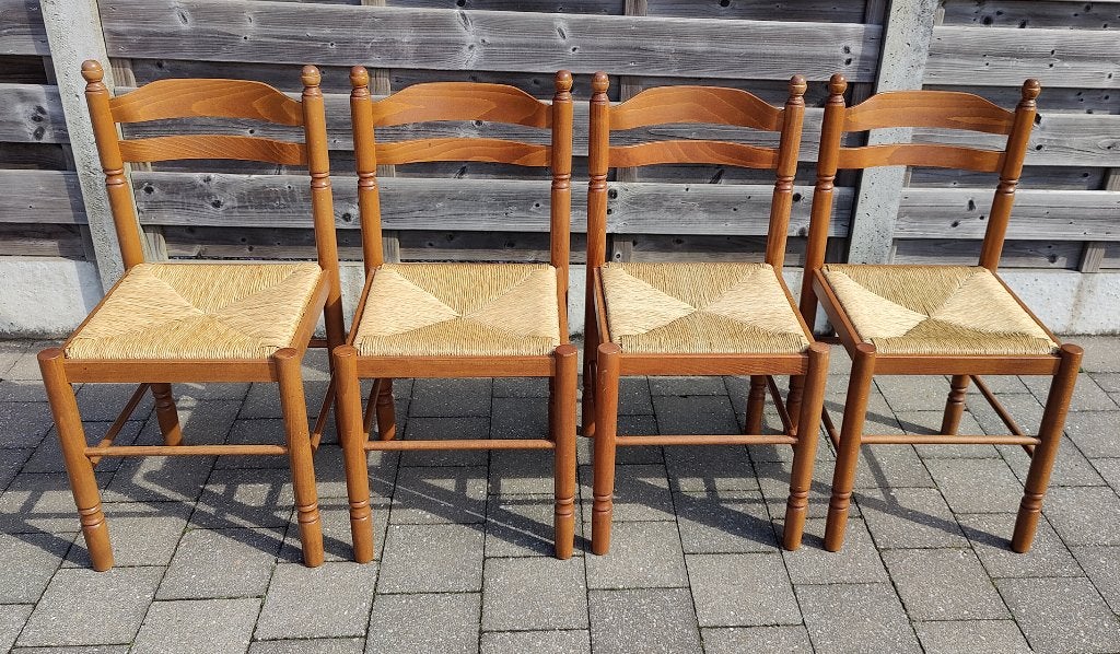 4 rustieke vintage houten stoelen, Enlèvement, Utilisé, Bois