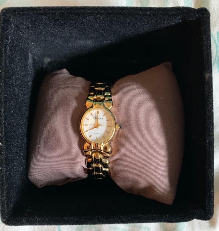 Rodania toont gouden vrouw in haar hoesje, Polshorloge, Zo goed als nieuw, Ophalen, Overige merken