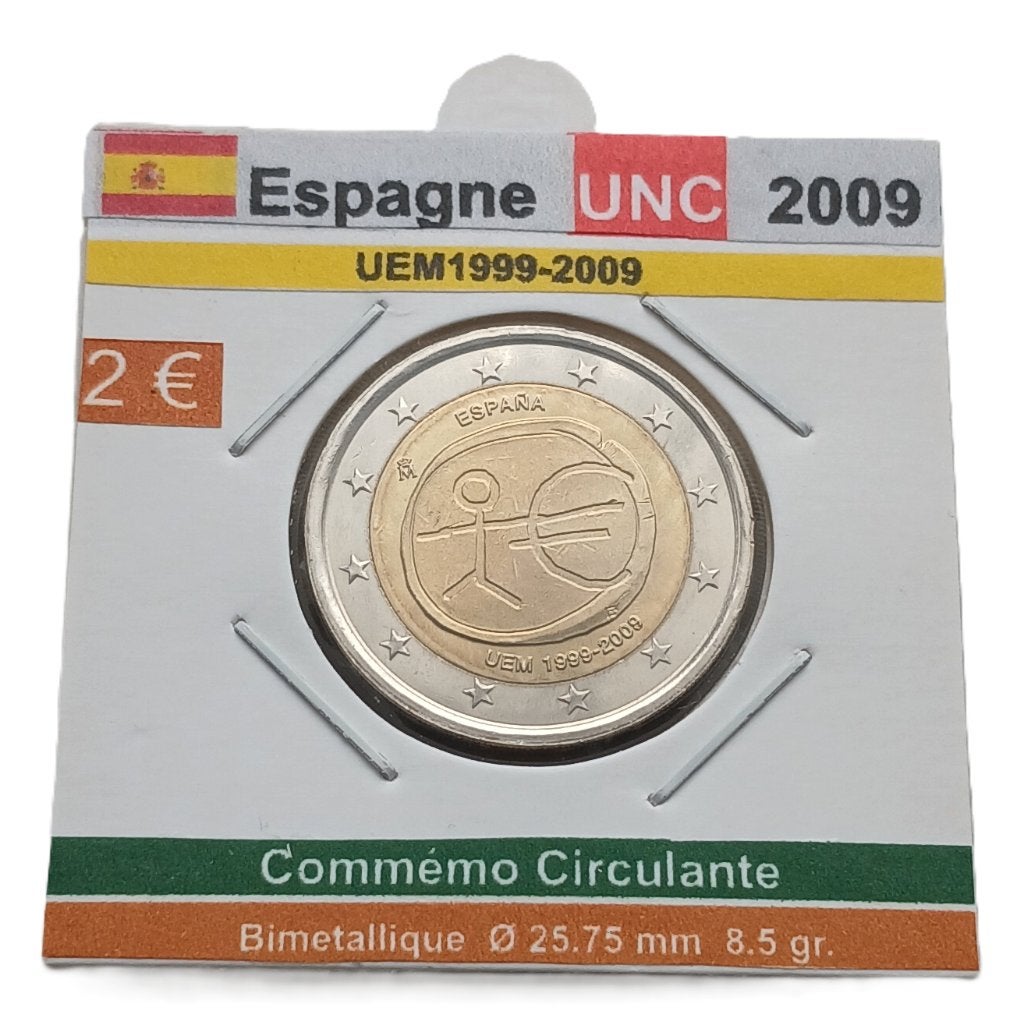 ESPAGNE 2 euros EMU année 2009 UNC, Postzegels en Munten, Munten | Europa | Euromunten, Losse munt, 2 euro, Spanje, Verzenden