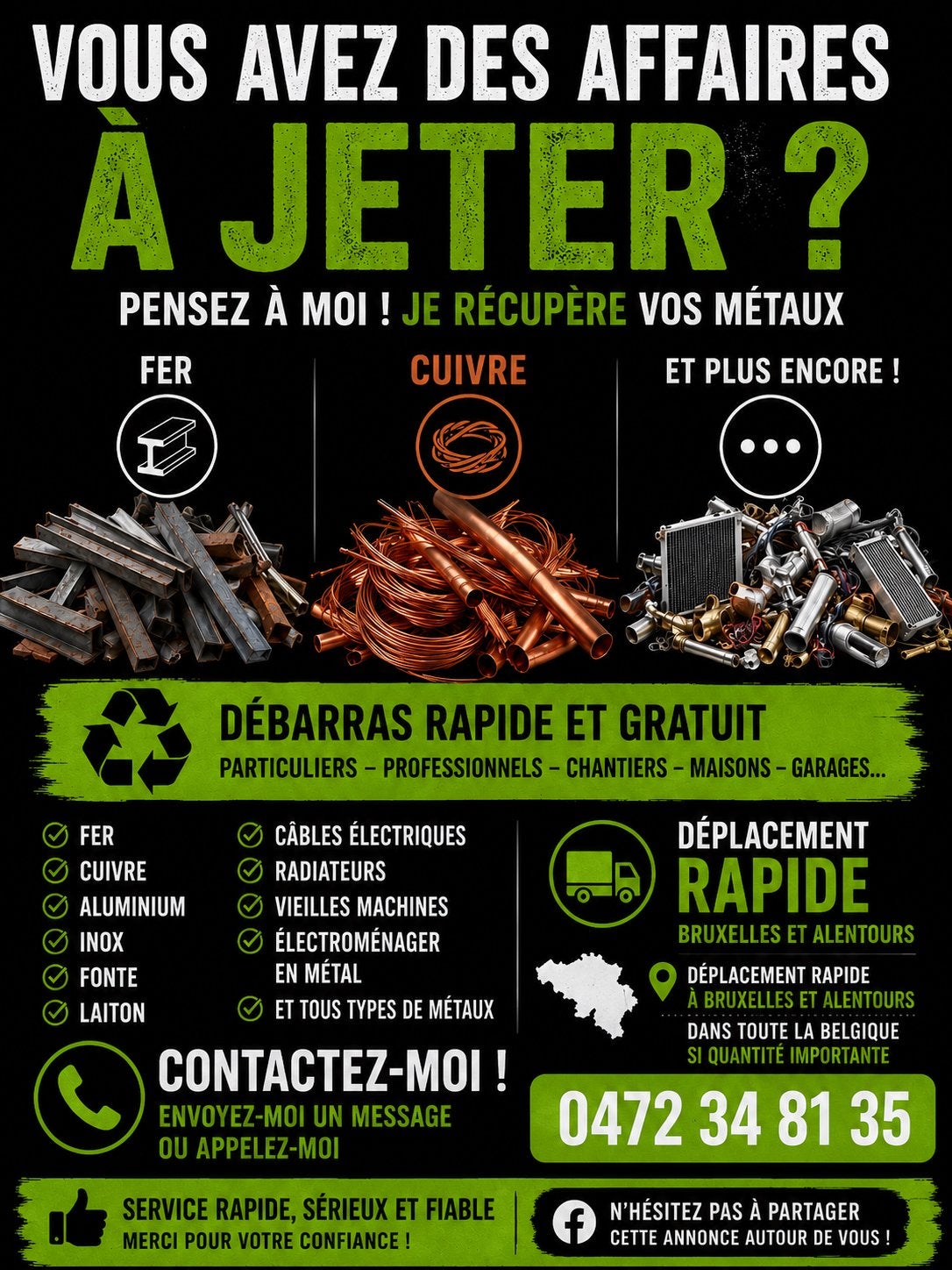 Ferrailleur Bruxelles, Doe-het-zelf en Bouw, Metalen, Overige metalen, Ophalen