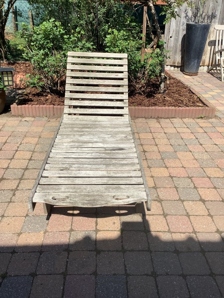 Teaken ligzetel, Tuin en Terras, Ligbedden, Ophalen, Gebruikt, Hout