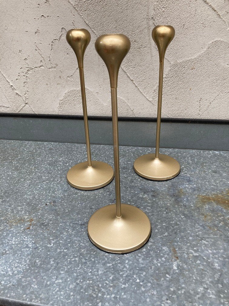PRACHTIGE GOUDEN DINERKANDELAARS (Set van 3) – 31 cm, 31 cm, Nieuw, Ophalen of Verzenden, Metaal