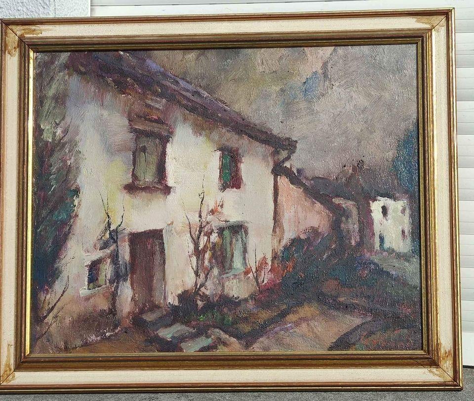 Huile sur toile maison signe jean Legrand, Antiquités & Art, Enlèvement ou Envoi