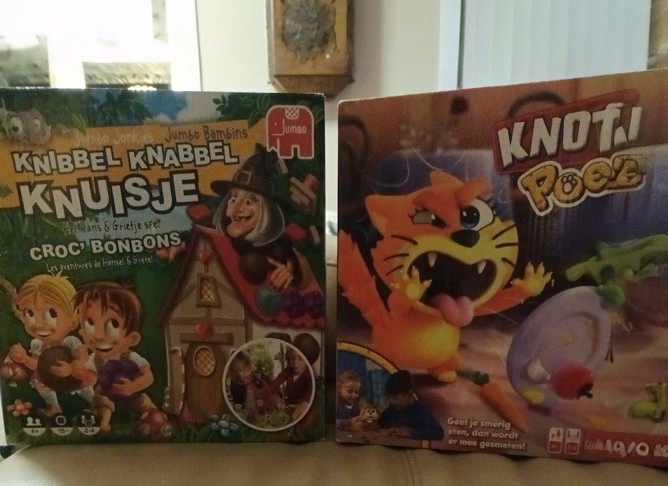 Spelletjes Knibbel Knabbel Knuisje en Knoei Poes, Ophalen of Verzenden, Zo goed als nieuw