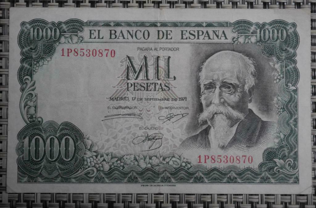 Bankbiljet 1000 Pesetas Spanje 1971, Postzegels en Munten, Verzenden, Overige landen, Setje