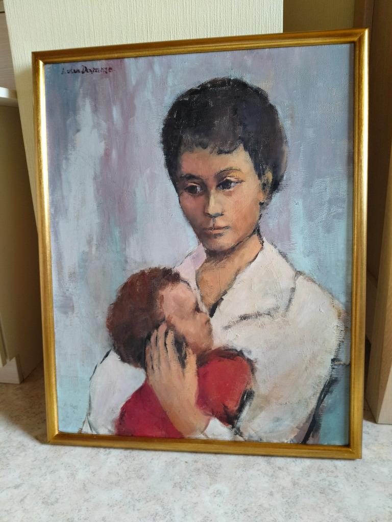 Schilderij moeder en kind, Antiek en Kunst, Kunst | Schilderijen | Klassiek, Ophalen