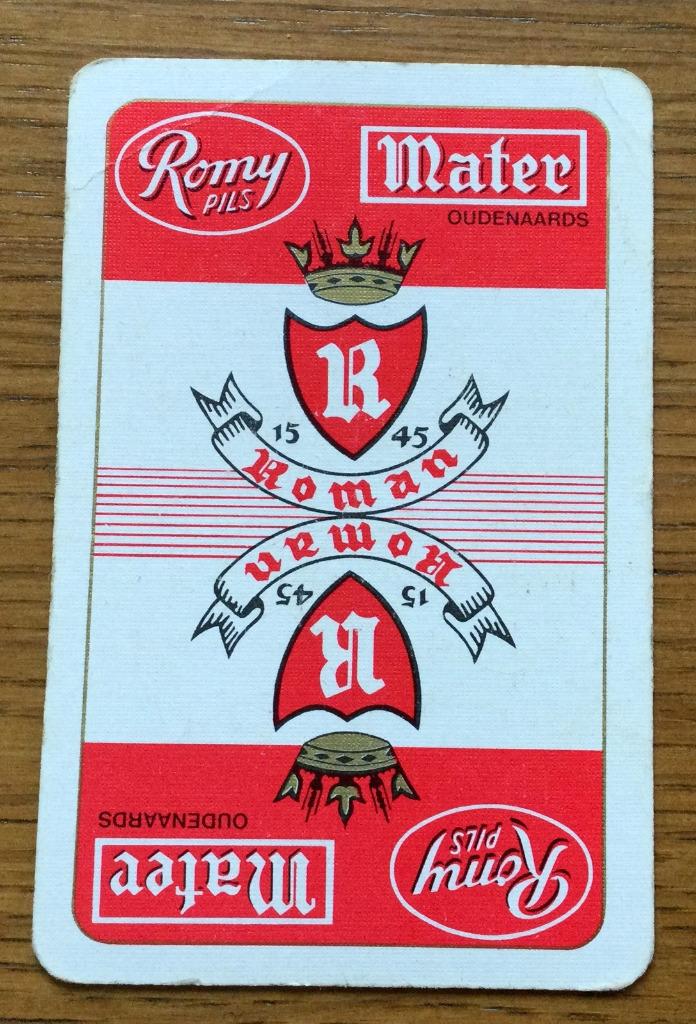 bier brouwerij speelkaart Romy Mater Roman  losse kaart, Verzamelen, Ophalen of Verzenden
