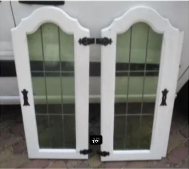 2 portes anciennes en vitrail - 101 x 42 cm, Enlèvement