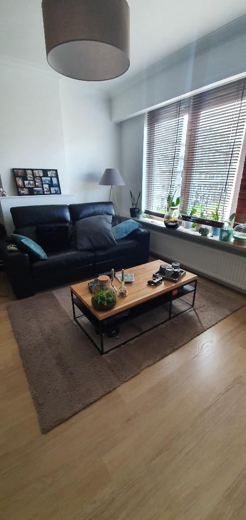 Salontafel - houten design, metalen frame, Huis en Inrichting, Tafels | Salontafels, Ophalen, 50 tot 100 cm, 100 tot 150 cm, Zo goed als nieuw
