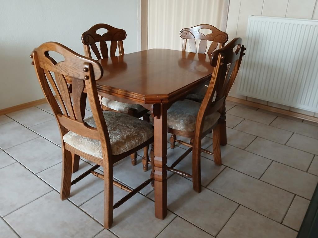 Eettafel +6 stoelen, Huis en Inrichting, Complete eetkamers, Ophalen, Zo goed als nieuw, 4 tot 6 stoelen