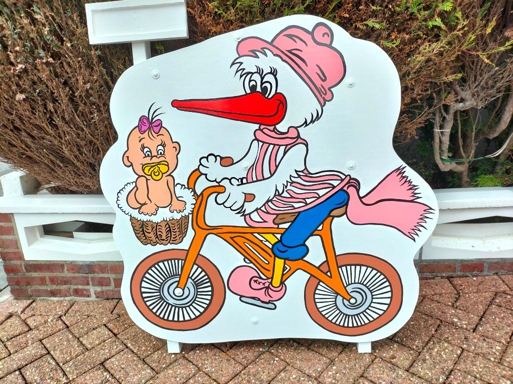Baby ️ geboren? Ooievaar geboortebord huren geen waarborg., Ophalen, Nieuw, Geboortebord