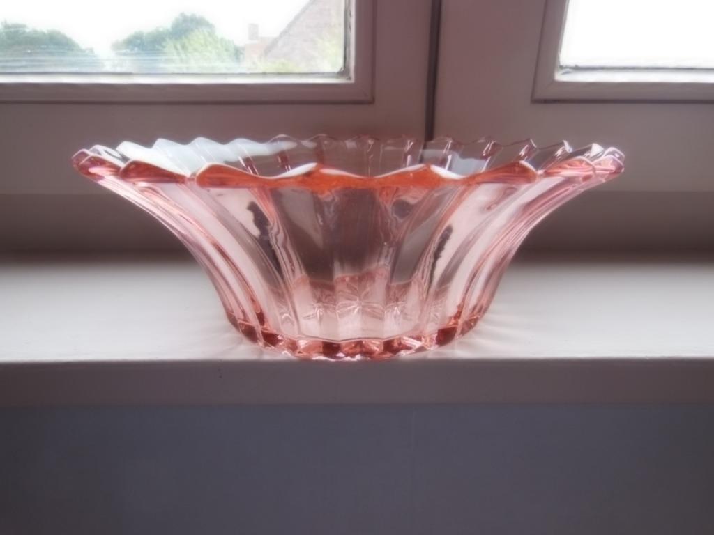 * vintage roze schaal persglas, Ophalen of Verzenden