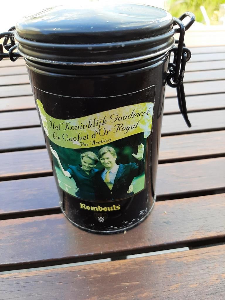 Boîte à café Rombouts ; Philippe et Mathilde, Collections, Boîte en métal, Enlèvement ou Envoi, Comme neuf, Café