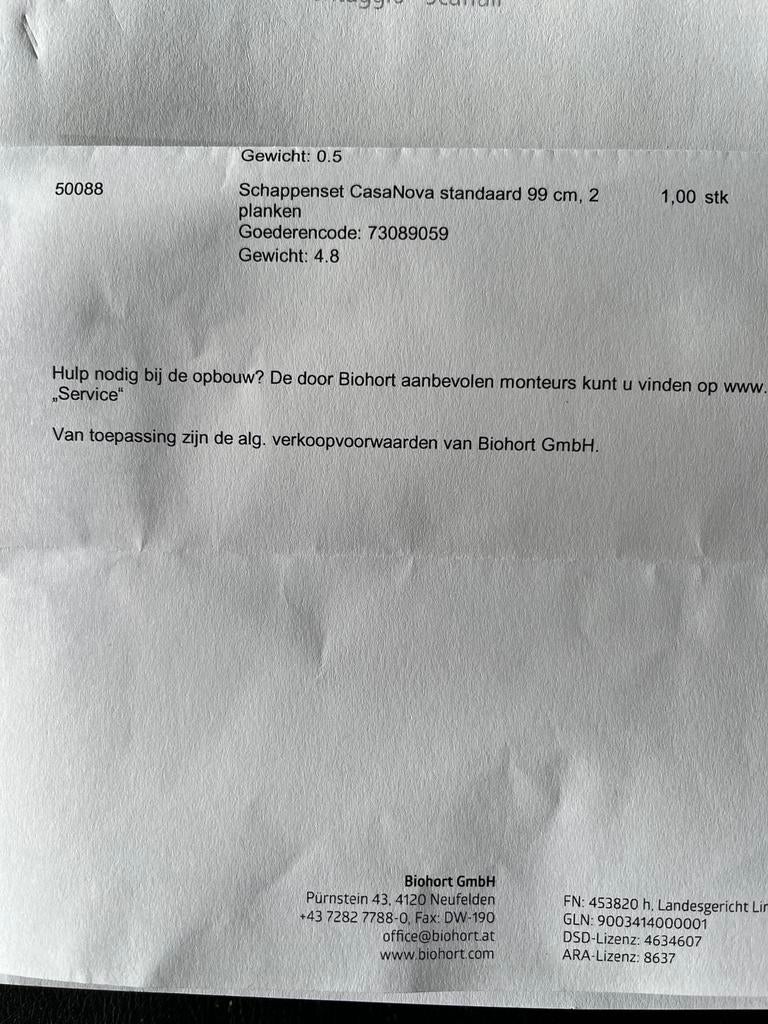 Biohort schappenset CasaNova, Enlèvement, Neuf