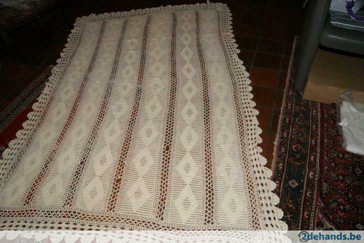 Couvre-lit antique au crochet pour 1, 5 personnes, Utilisé