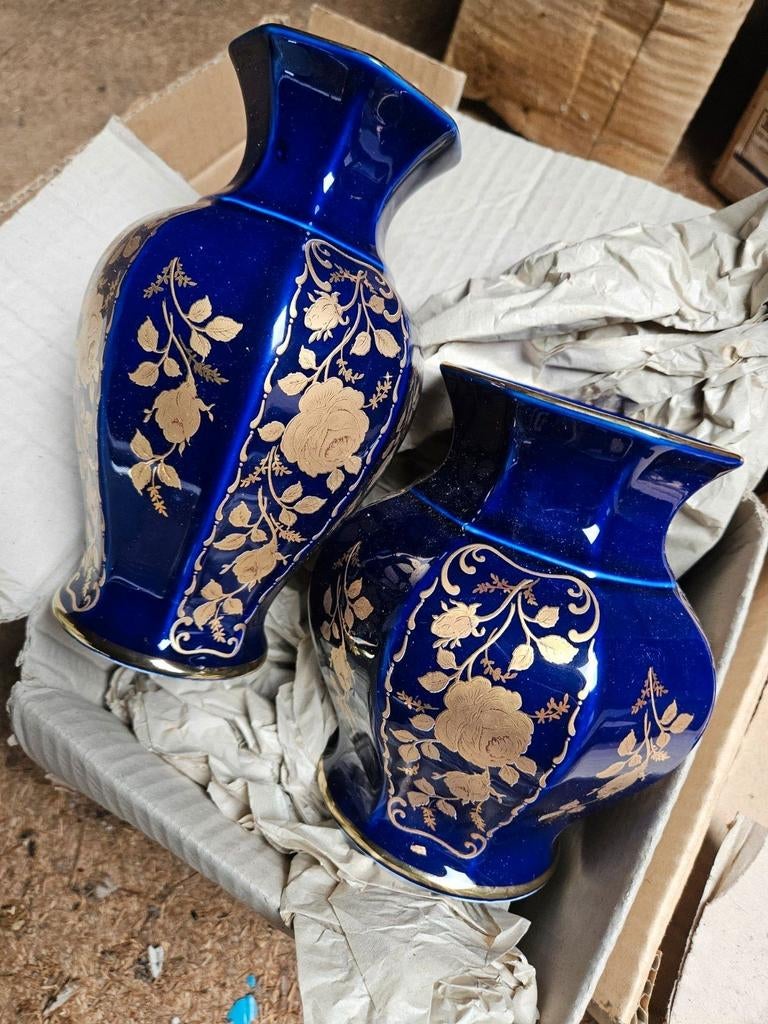 Set van 2 Wunsiedel Bavaria vazen -Echt Kobalt, Antiek en Kunst, Ophalen