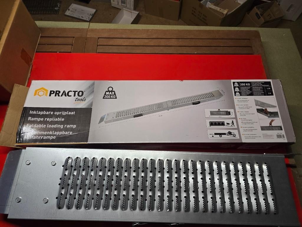Practo Tools inklapbare oprijplaat 190cm, Auto diversen, Aanhangwagen-onderdelen, Nieuw, Ophalen