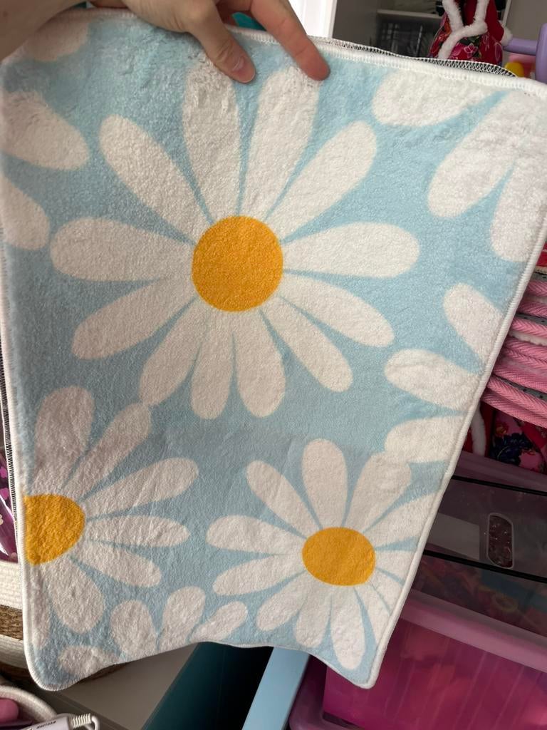Petit tapis bleu fleurs 40x60cm, Enlèvement ou Envoi