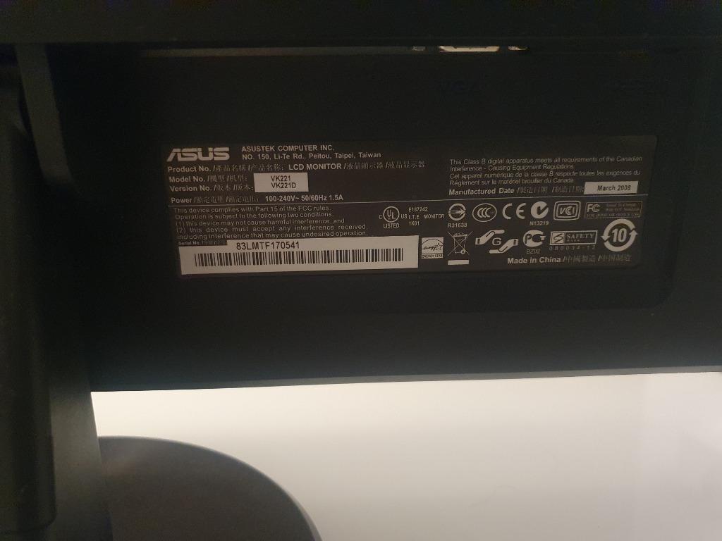 Ecran ASUS VK221D, Informatique & Logiciels, Moniteurs, Gaming, HD, Asus, 61 à 100 Hz