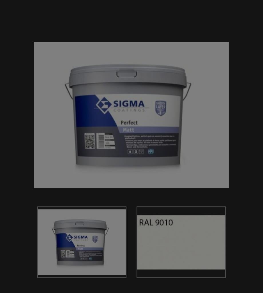 SIGMA perfect matte verf van 10 liter, Ophalen of Verzenden, Nieuw, Verf